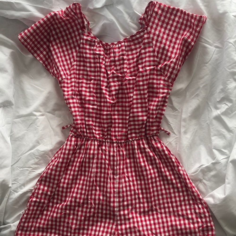 NWT Red Gingham Romper Unique Vintage